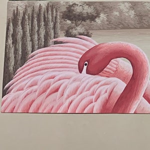 36" *96"/ panel,  Flamingo Mural Hand Painted Wallpape , Accept custom size