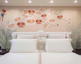 36" *96" -----Custom chinoiserie wallpaper------ pink hand-painted silk wallpaper