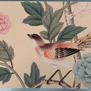 8&quot; *10&quot;, hand-painted silk wallpaper sample