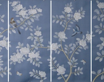 20" *40 ---Nieoprawione dzieło sztuki w stylu Chinoiserie, dzieło sztuki na ścianę, dekoracja ścienna