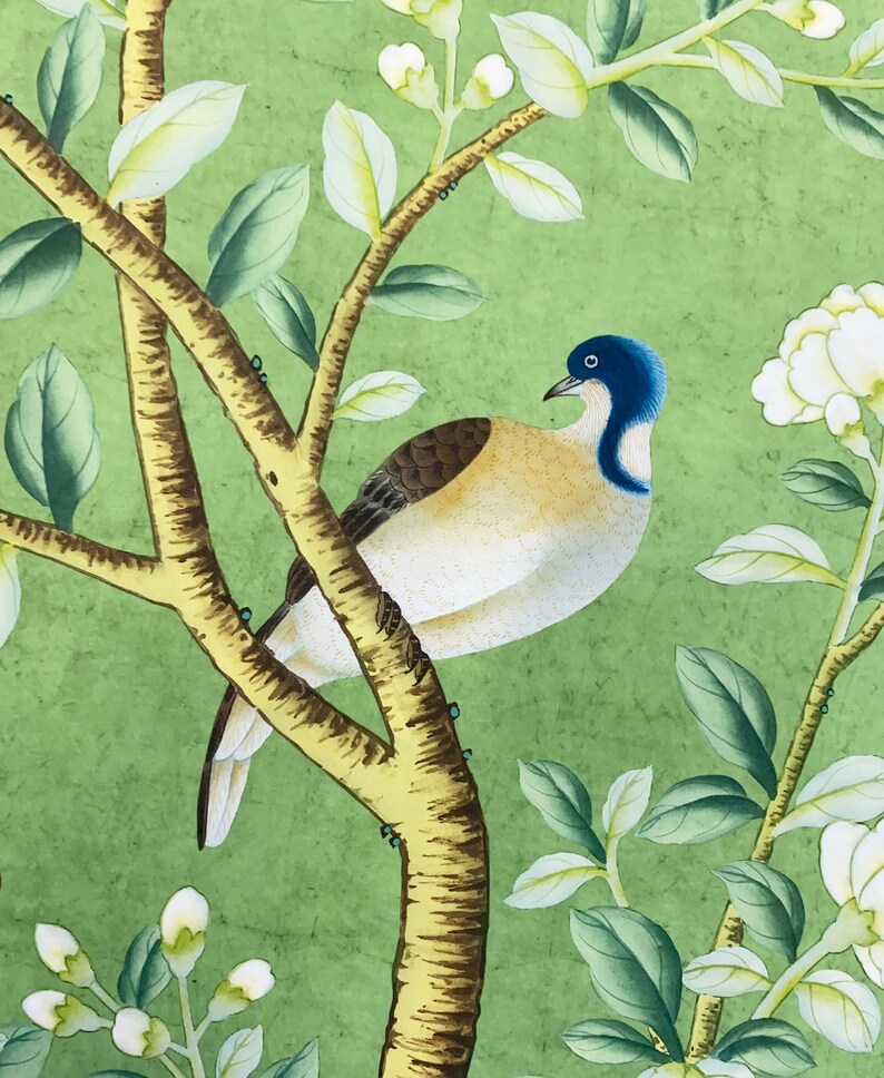 Vintage Chinoiserie Floral, Chinoiserie Green Panels, Set of 2, Wall ...