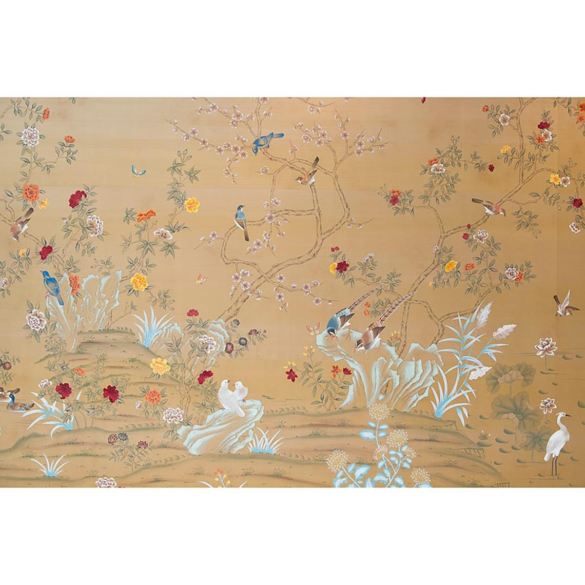 Handpainted chinoiserie wallpaper Custom wallpaper Etsy