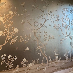 Papel pintado metálico pintado a mano de 36" x 96" sobre ML25#, diseño personalizado para adaptarse al tamaño de la pared. imagen 3
