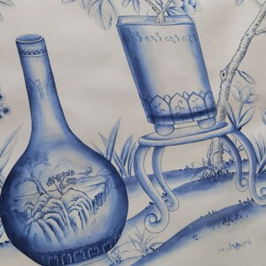 Blått och vitt porslin//vintage chinoiserie-tapet tryckt på non-woven-papper//Blommor och fåglar-tapet/Botanisk konst/Vägmålning bild 6