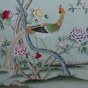 8" *10", hand-painted silk wallpaper sample for custom chinoiserie wallpaper order , sample shipping immediately