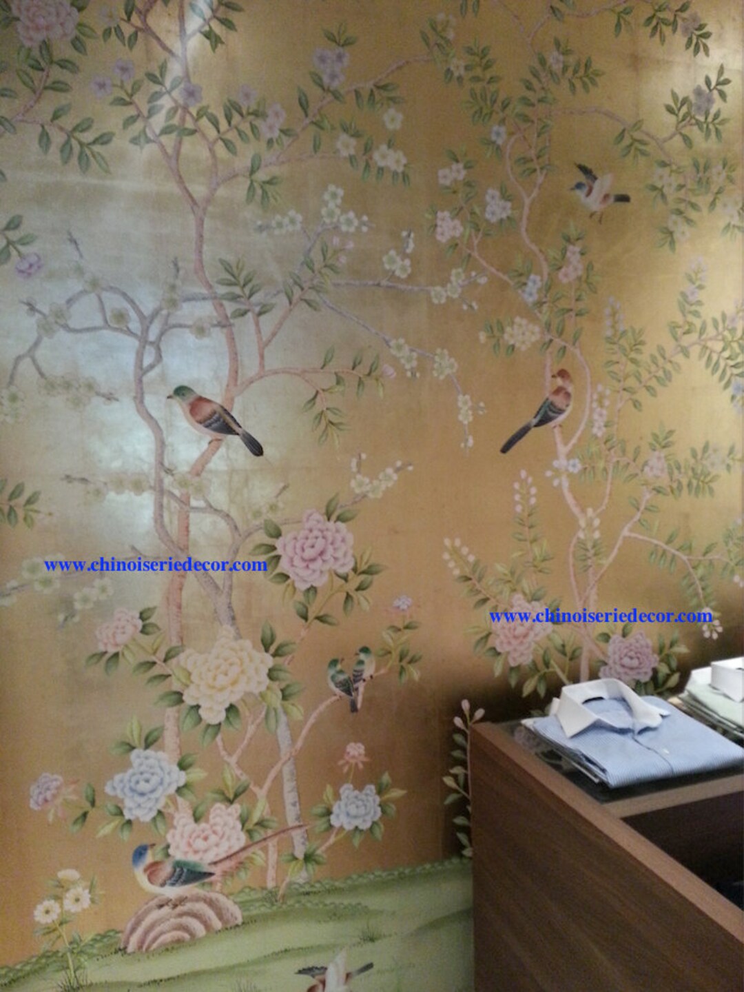 Hand-painted Metallic Wallpaper Chinoiserie Wallpapers - Etsy