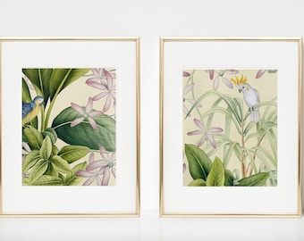20"*H25",   Chinoiserie  Panels,   Wall Art, Wall Decor, Wall Hanging - Colourful    parrot ,  parrot paintings ( no frame)