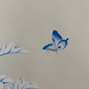 Blått och vitt porslin//vintage chinoiserie-tapet tryckt på non-woven-papper//Blommor och fåglar-tapet/Botanisk konst/Vägmålning bild 7