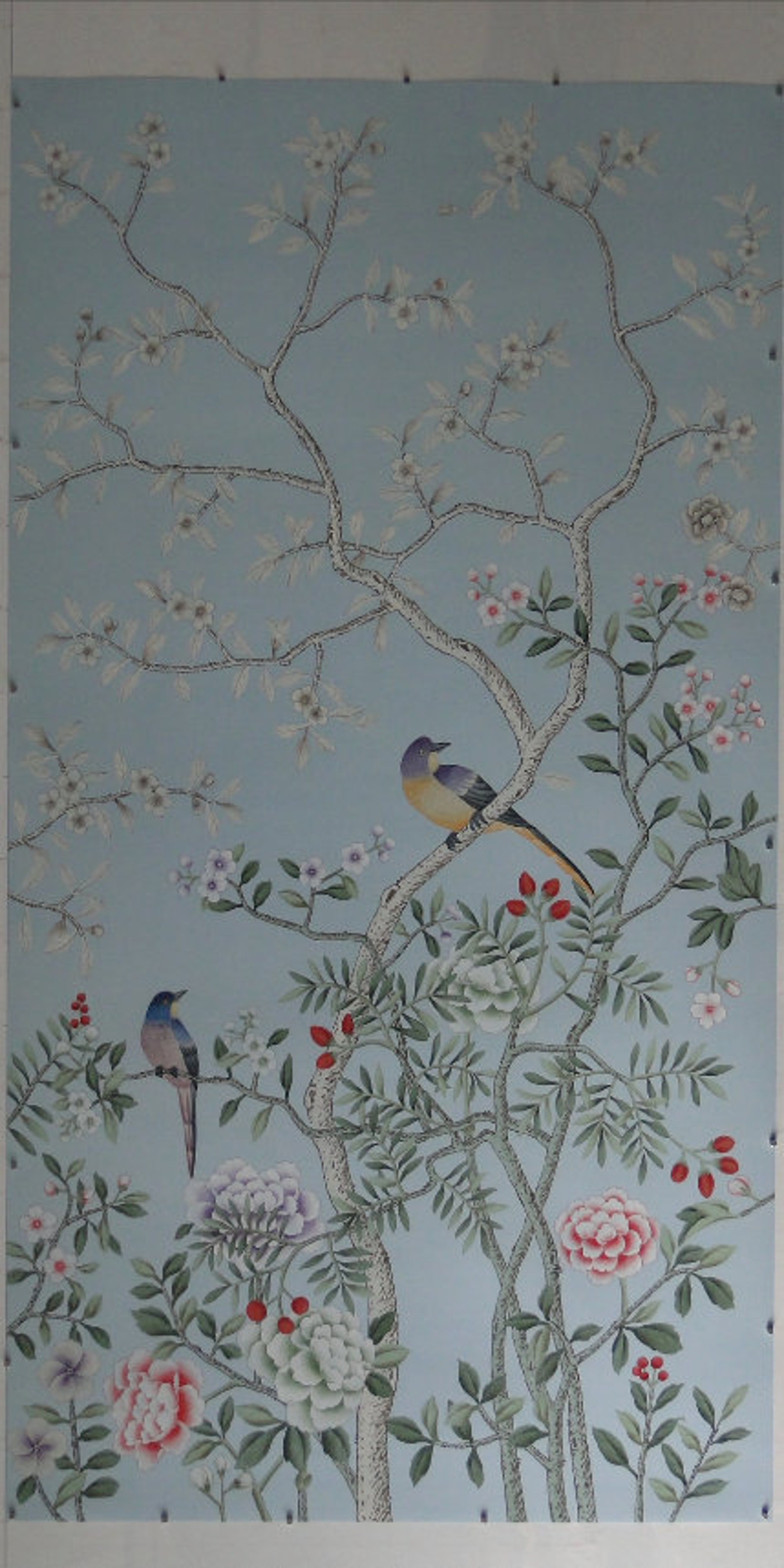 Handpainted Chinoiserieindia Tea Wallpaperdark Blue - Etsy