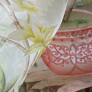Chinoiserie silk fabric--------hand-painted silk fabric--------Handpainted Silk-----, Custom Size and design Available