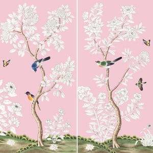 Chinoiserie wall artwork---unframed chinoiserie wall artwork, list price for a set of 2 panels without frame,  shipping immediately