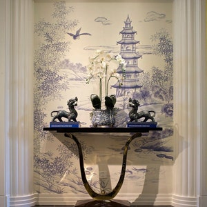 West Lake Scenery Chinoiserie Handpainted Wallpaper