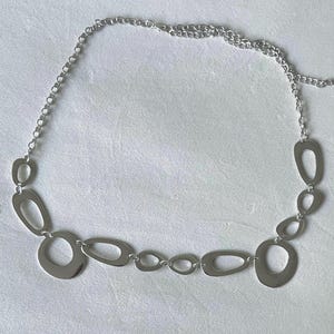 Silver geometric rings waist chain belt