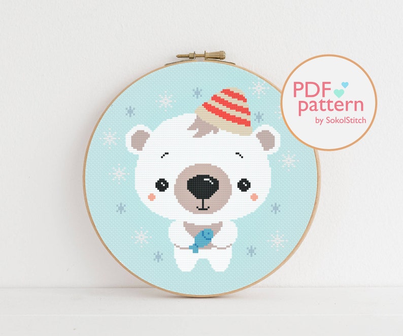Rudolph deer Penguin Polar bear Counted cross stitch Christmas set of 4 animal easy cross stitch PDF Patterns Owl