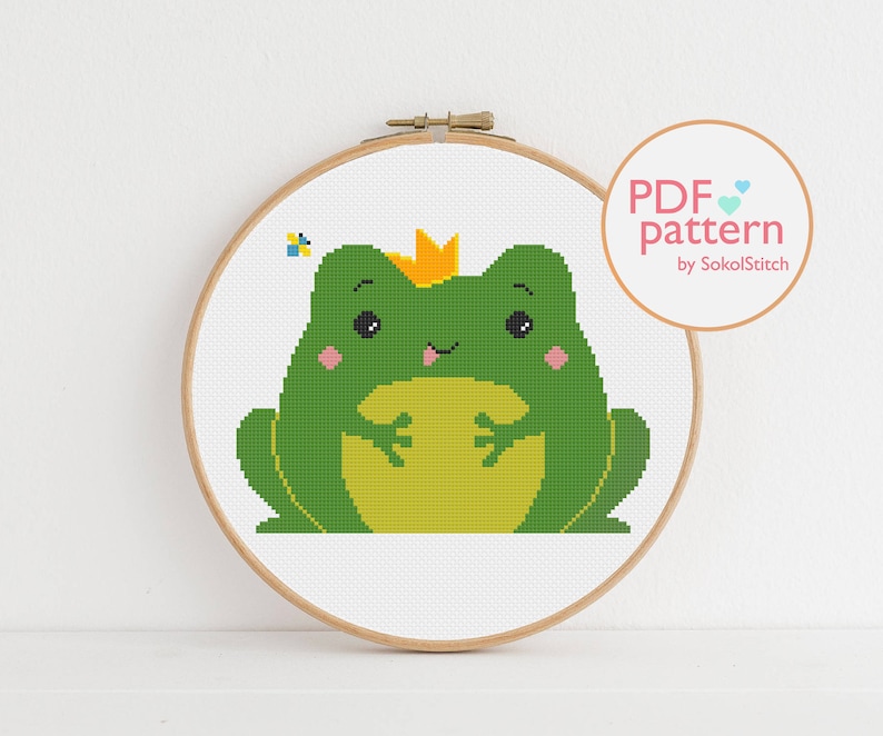 Download Cute frog cross stitch PDF Pattern animal embroidery ...