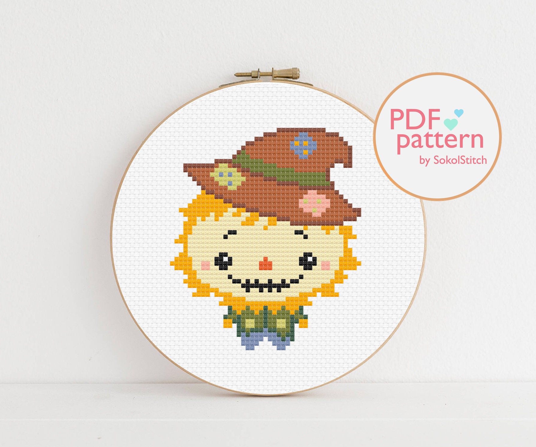 MINI Scarecrow Cross Stitch PDF Pattern Halloween Cross Etsy