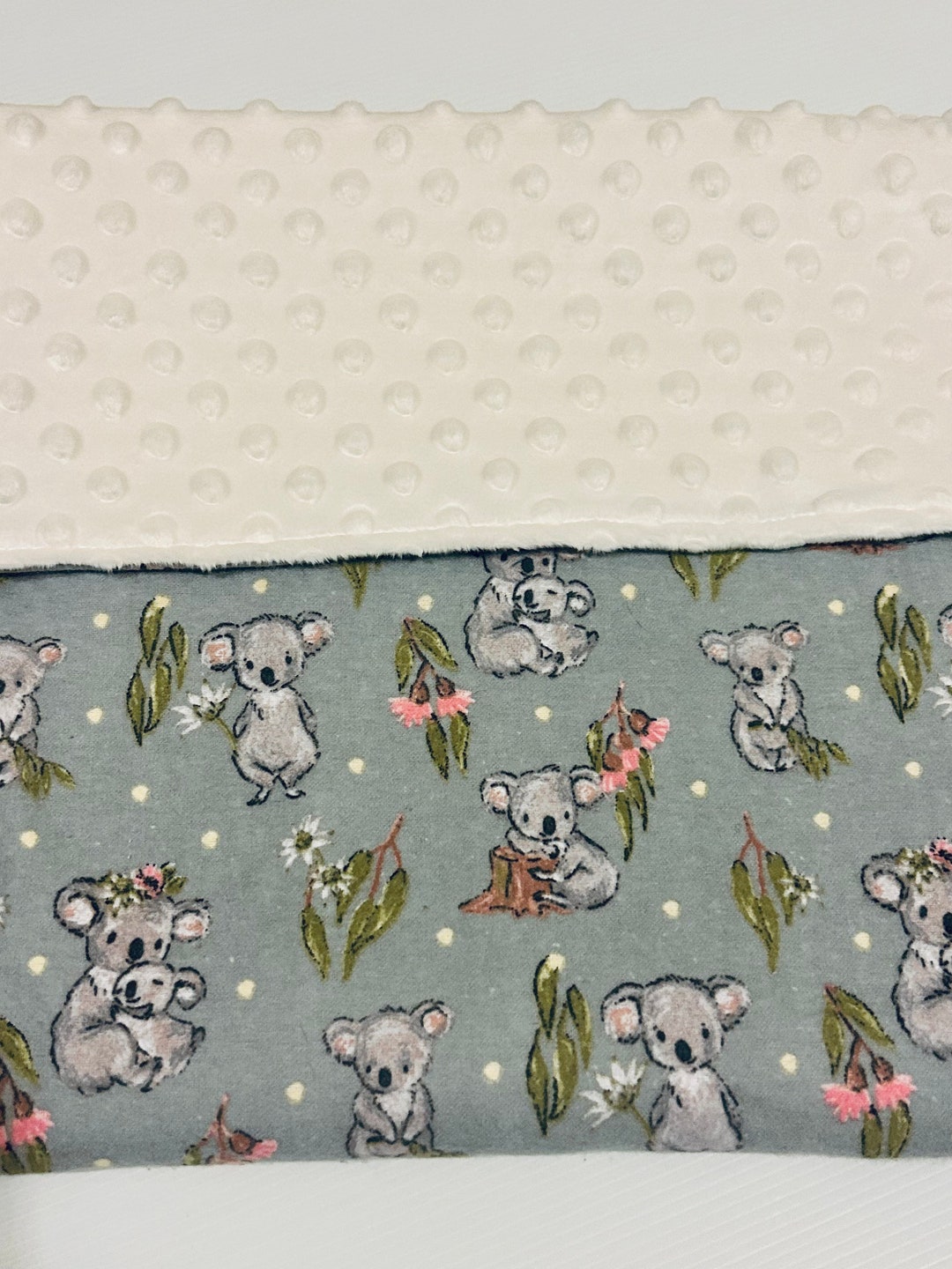 Australian Native Koala Snuggly Baby Blanket Flannel & Minky Baby