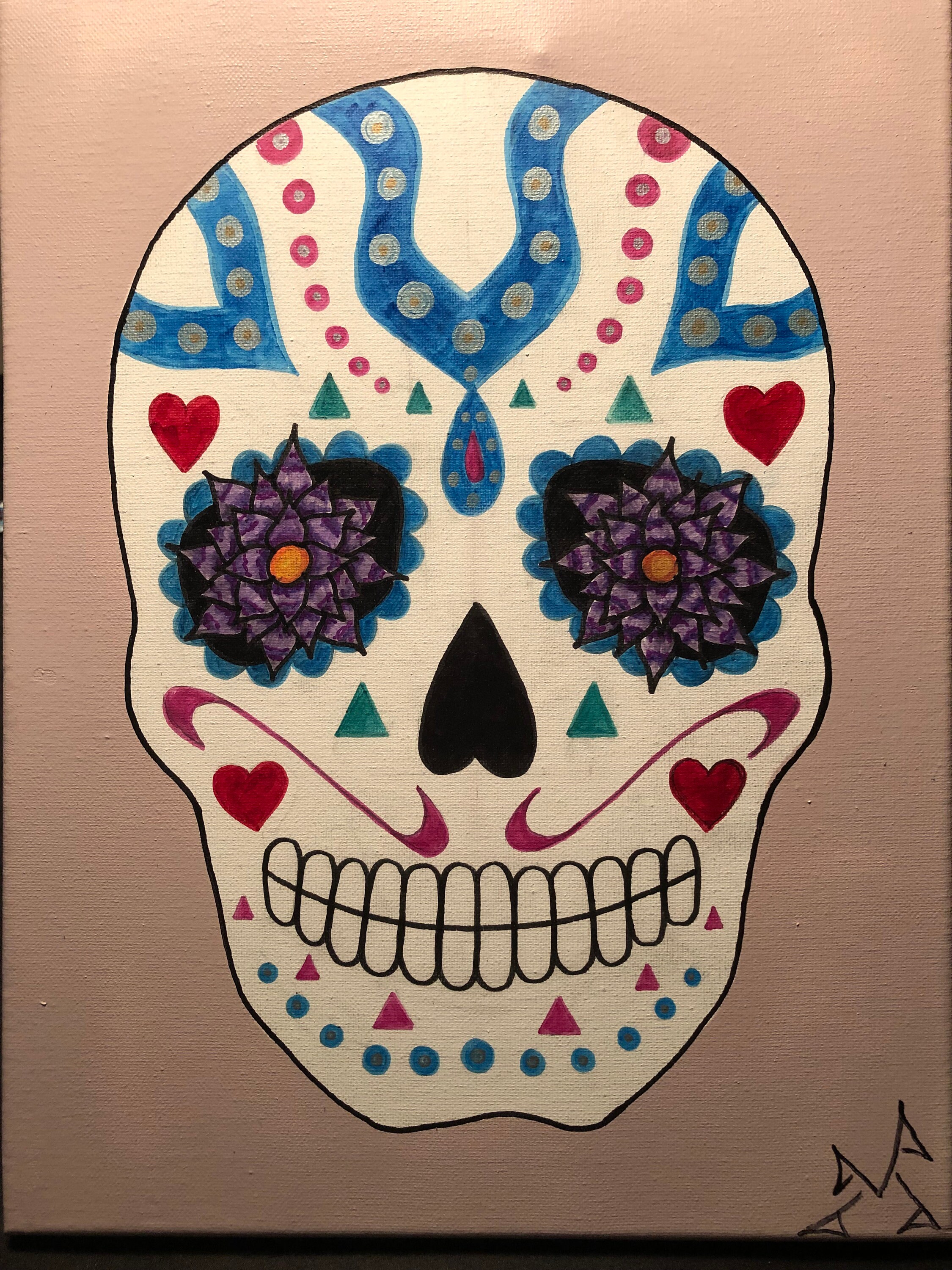 Hand Painted Sugar Skull Painting. - Etsy