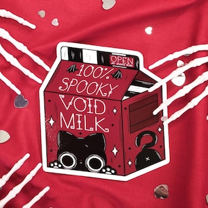 Void Milk Vinyl Sticker - Black Void Cat Milk - Gothic Sticker | Spooky Sticker | Goth Sticker | Cat Sticker