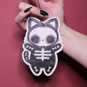 Omen Air Freshener - Skeleton Cat - Creepy Cat Club - Gothic Air Freshener | Spooky Air Freshener | Goth Air Freshener | Cat Air Freshener
