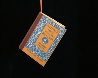 Miniature McGuffey’s First Eclectic Reader Book Ornament – Vintage Schoolbook Christmas Decoration
