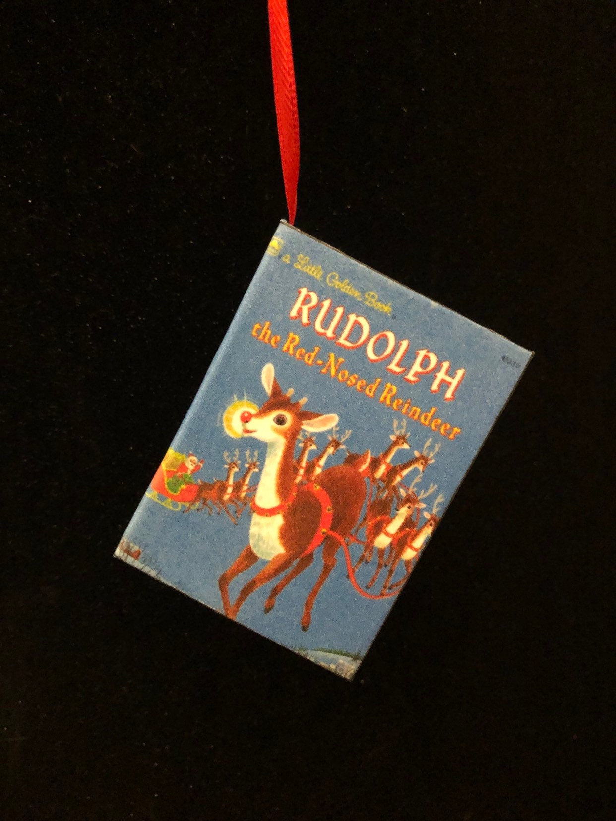 Rudolph the Red Nose Reindeer Miniature Book Ornament - Etsy