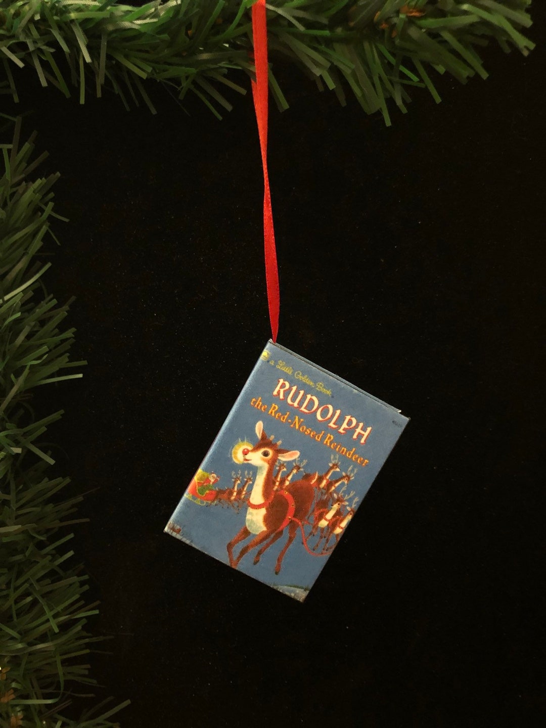 Rudolph the Red Nose Reindeer Miniature Book Ornament - Etsy