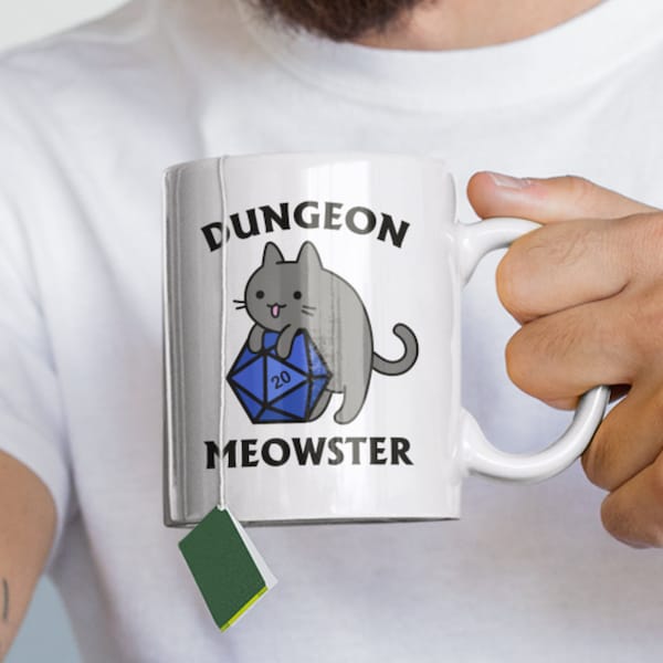 Dungeon Meowster Mug | Funny DnD Dungeon Master Gift for Cat Lovers