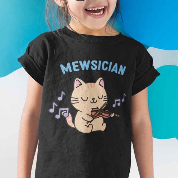 Mewsician Cat Playing the Violin Kid's Shirt | Gift for Orchestra Students