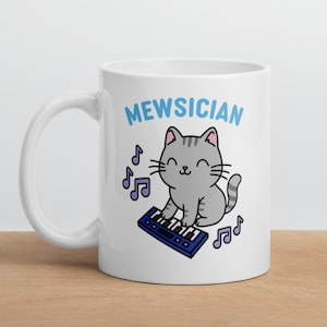 Mewsician Gray Cat with Piano Keyboard Mug | Pianist Musician Gift