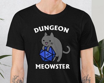 Dungeon Meowster Funny Nerdy-Gamer Cat-D20 Dice RPG Grey Hoodie