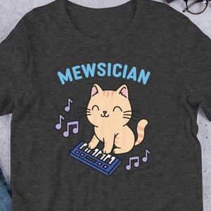 Mewsician Cute Cat with Piano Keyboard Shirt | Musician Gift