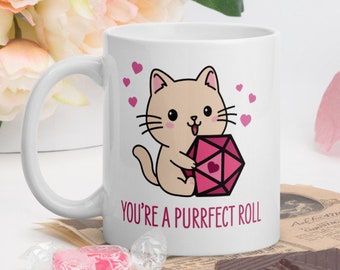 DnD Cat Coffee Mug | Nerdy Valentine's Day Gift for Him / Her