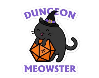 Dungeon Meowster DnD Sticker | Black Cat Halloween RPG Gamer Gift