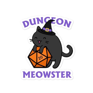 Adesivo Dungeon Meowster DnD / Regalo per giocatori di giochi di ruolo di Halloween gatto nero