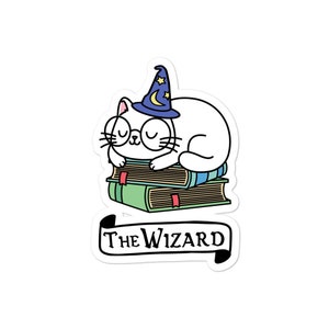 La etiqueta engomada del gato Wizard DnD / Cute Dungeon Master Gift