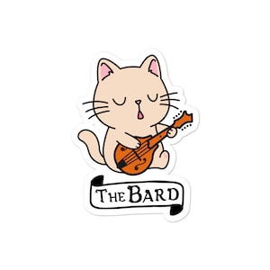 Naklejka „The Bard DnD Cat” | Prezent dla Mistrza Podziemi