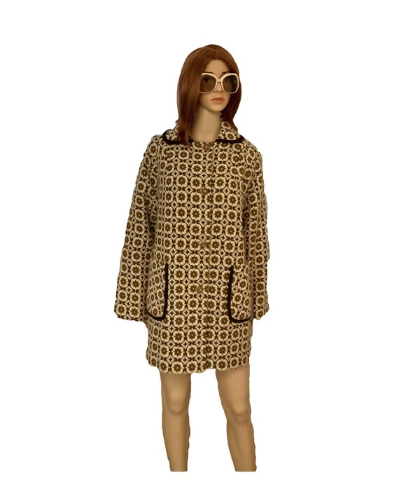 60s Vintage Coat Mod Tapestry Coat Welsh Wool Coat