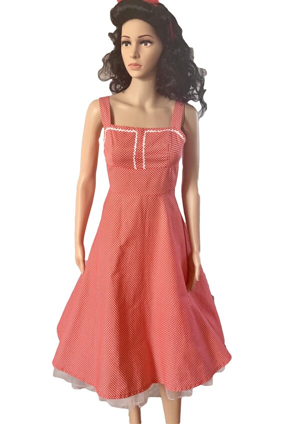 red polka dot rockabilly dress