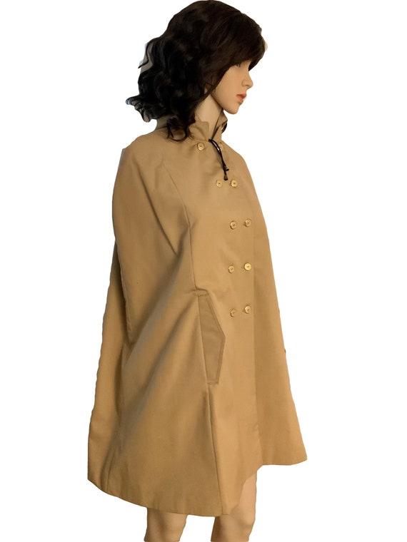 60s Vintage Hooded Cape Coat Rain Mac Trench Coat