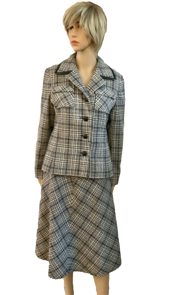 70s Blue Suit. Womens Wool Suit. Womens Suit. 1970