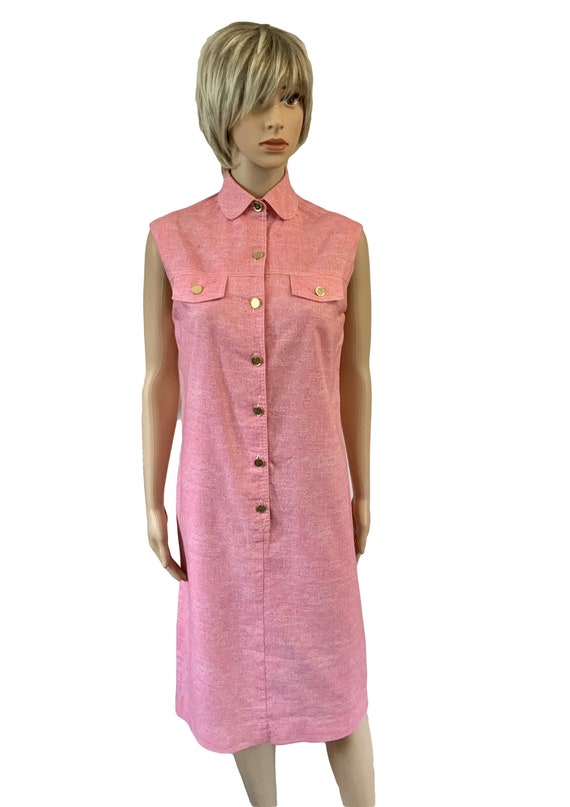 60s Mod Dress Sleeveless Pink Vintage Dress Dollyr