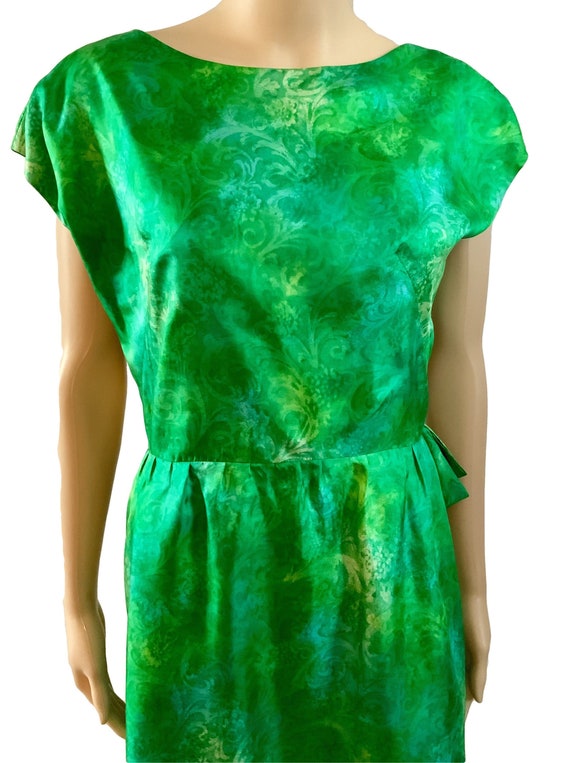 Silk Dress Green Vintage 1950s Dress Rockabilly Dr