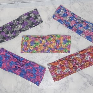 Subtle Pride Flag Roses Faux Knot Headband; Pride Month Twist Headband; LGBTQ Hair Accessories; Pride Hair Accessories; Bisexual