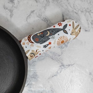 Celestial Whales & Rabbits Cast Iron Skillet Handle Cover