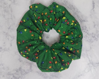 Christmas Lights Hair Scrunchie; Christmas Hair Accessories; Christmas Apparel; Winter Hair Accessories; Christmas fabric; Hair Elastic