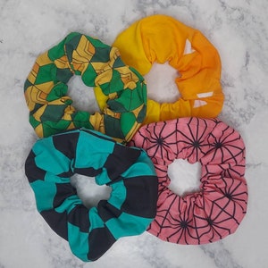 Demon Nerd Hair Scrunchie; Nerd Inspire Hair Accessories; Pop Culture Hair Scrunchies; Japanese Fandom