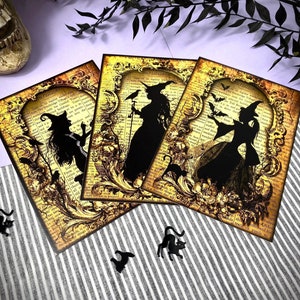 Ensemble de cartes postales vintage Halloween, cartes d'anniversaire, cartes de remerciement, cartes de vœux, cartes gothiques, cartes de félicitations, impressions artistiques