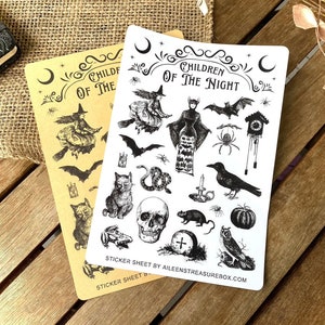 Stickerbogen Vintage, Children of the night, Sticker sheet, für Journaling, Tagebuch, Gothic Aufkleber