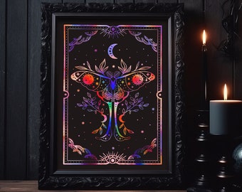 Magical Moon Moth foil print, art print, wall art, decoration